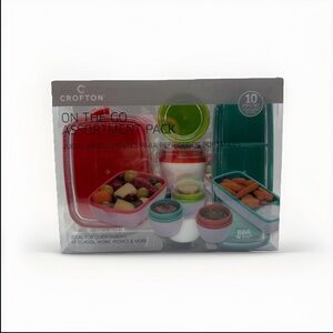 NIB Crofton On The Go Food Container 10 Piece Set Snacks School Lunch Office